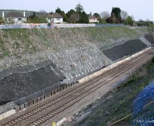 Slope stabilisation works to rail cutting