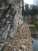 Scaled material removed from rock face